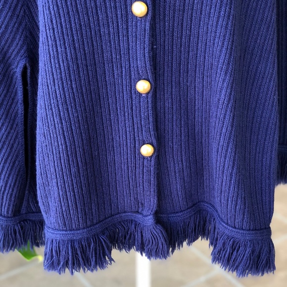 Vintage Blue Swing Poncho with Gold Buttons - OS - Picture 4 of 11